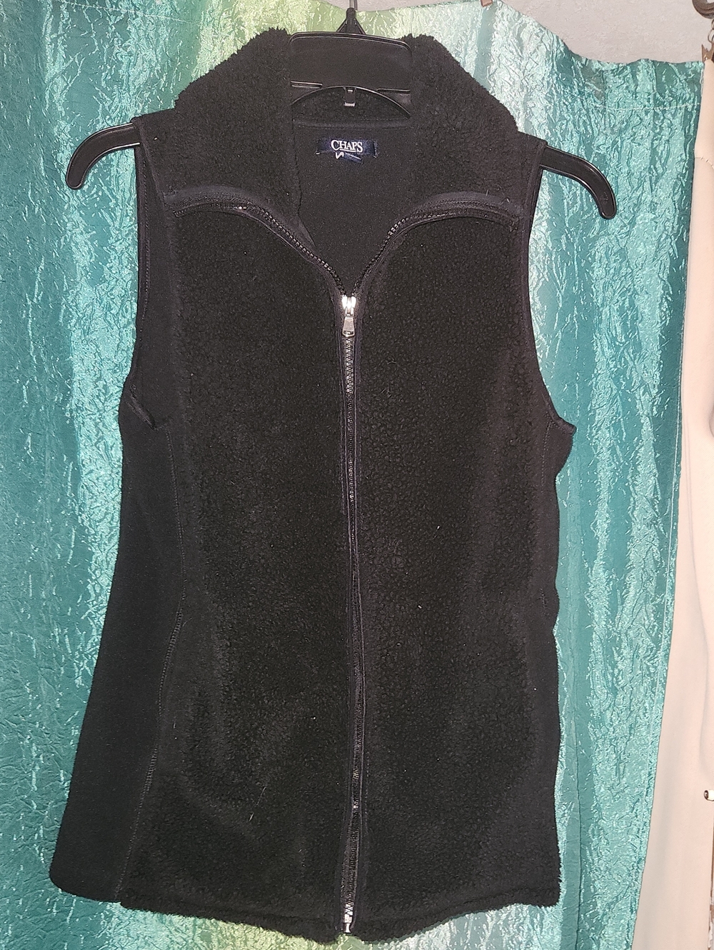 Chaps Black Fleece Zip-Up Vest